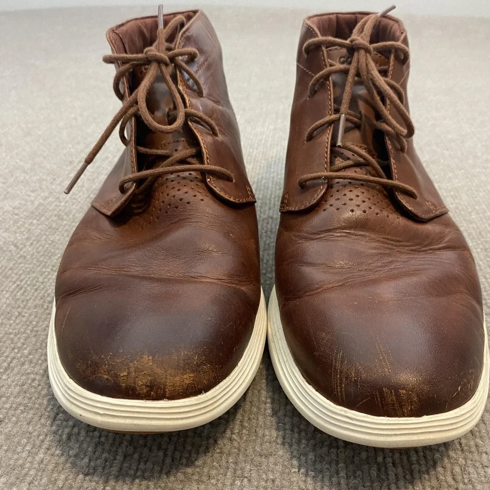 Cole Haan Boots Mens Size 13 M Brown Leather Chukka Ankle Lace Up Casual C29589